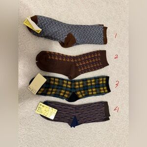 Vintage Japanese Brown and Blue Patterned woMen's Socks wool blended
